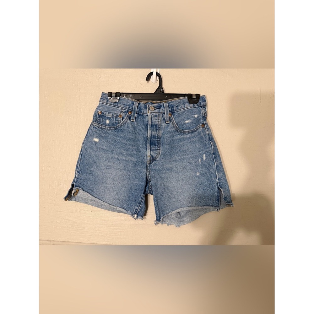 Levi's 501 Light Blue Distressed Denim Shorts